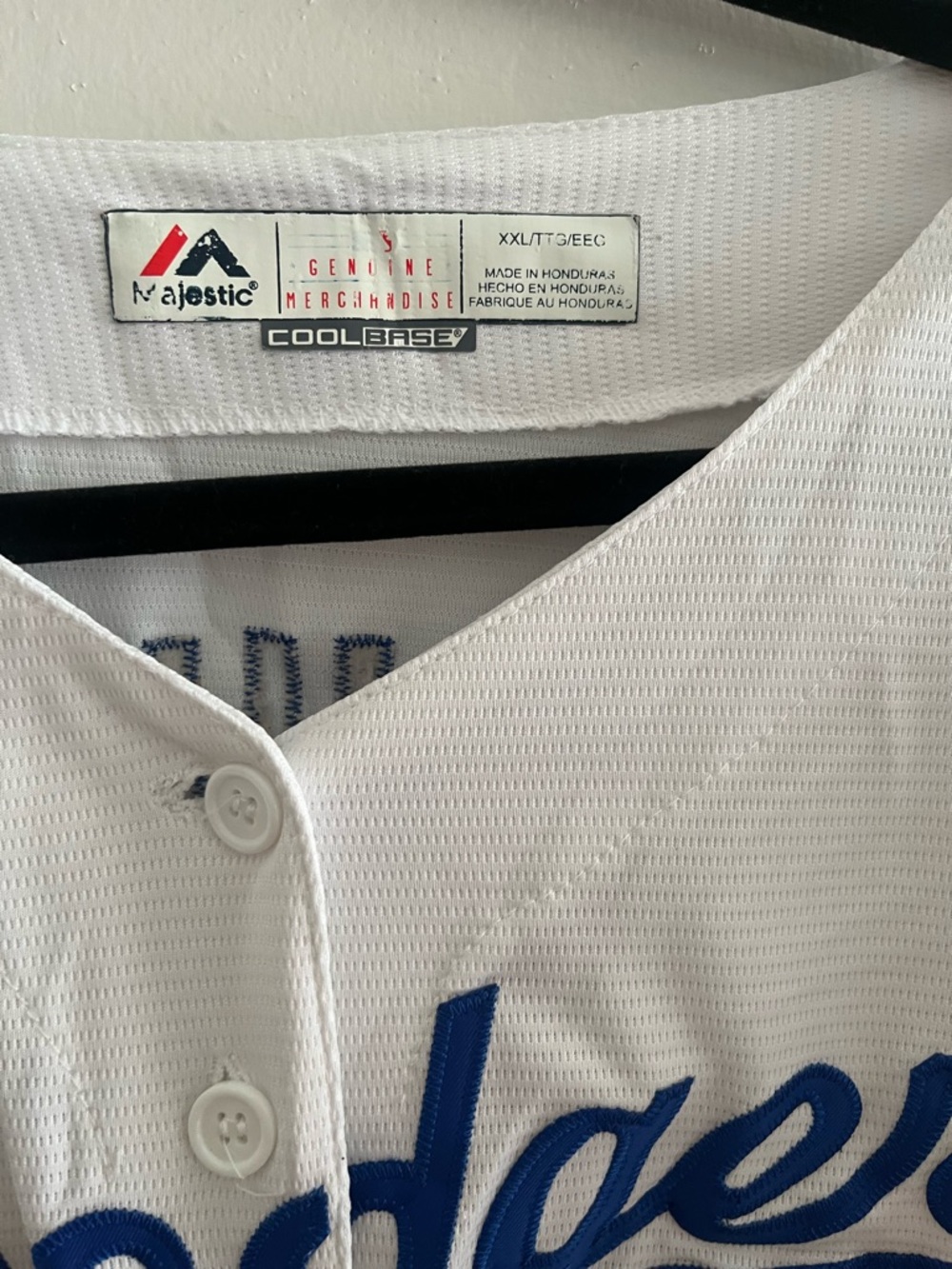 Dodgers Majestic White Dodgers Button-Front Jersey - Picture 5 of 5